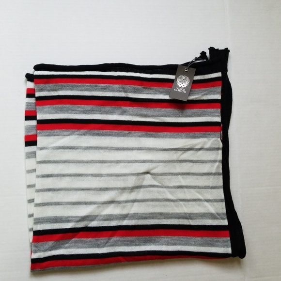 Vince Camuto Black Stripe Knit Scarf/Bandana NWT - Picture 2 of 7
